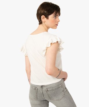 Tee-shirt femme avec manches volantées et boutons sur l’avant vue3 - GEMO(FEMME PAP) - GEMO