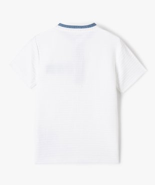 Tee-shirt garçon à col mao en maille texturée effet rayé vue4 - GEMO (ENFANT) - GEMO