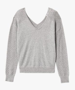 Pull avec double col V et manches fantaisie femme vue4 - GEMO(FEMME PAP) - GEMO