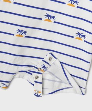 Combishort en coton à rayures et motifs palmiers bébé garçon vue2 - GEMO 4G BEBE - GEMO