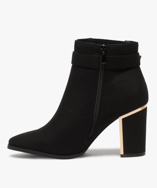 Boots femme à talon unis en suédine détails métallisés vue3 - GEMO(URBAIN) - GEMO
