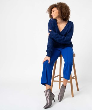 Gilet femme en maille fantaisie ajourée vue6 - GEMO(FEMME PAP) - GEMO