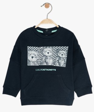 Sweat bébé garçon imprimé et jeu de matières - Lulu Castagnette vue1 - LULUCASTAGNETTE - GEMO