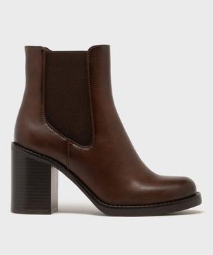 Boots Chelsea à talon et bout rond femme - Follow Me vue1 - FOLLOW ME - GEMO