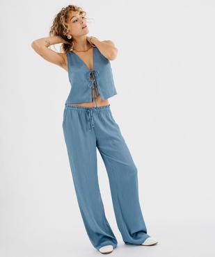 Pantalon large et fluide en satin froissé femme vue4 - GEMO(FEMME PAP) - GEMO