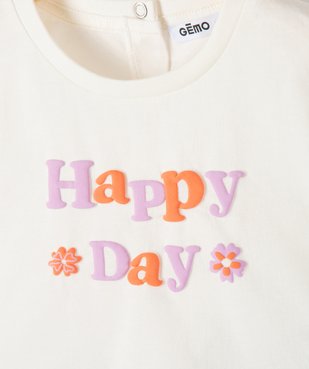 Tee-shirt bébé fille crop top à message en relief vue2 - GEMO(BEBE DEBT) - GEMO