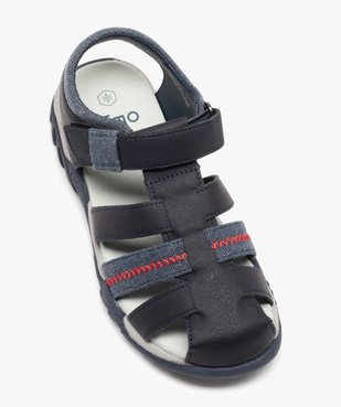 Sandales garçon sport à scratch et à bout fermé avec détails en denim vue5 - BUGGY - GEMO