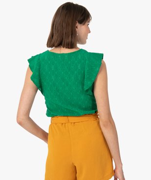 Débardeur femme ajouré avec volants sur les épaules vue3 - GEMO(FEMME PAP) - GEMO
