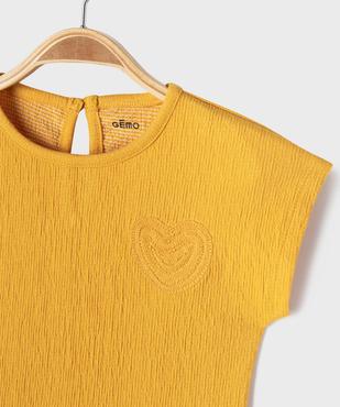 Tee-shirt manches courtes avec broderie poitrine bébé fille vue2 - GEMO(BEBE DEBT) - GEMO
