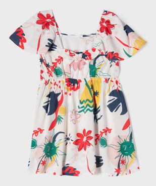 Robe à motifs fleuris avec col Bardot modulable fille vue3 - GEMO 4G FILLE - GEMO