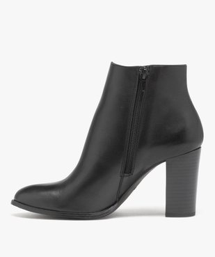 Boots femme à talon haut dessus en cuir uni - Taneo vue3 - TANEO - GEMO