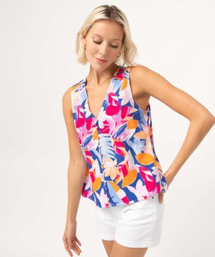Chemise femme sans manches à motifs exotiques vue1 - GEMO(FEMME PAP) - GEMO