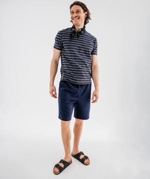 Tee-shirt manches courtes rayé en maille piquée homme vue4 - GEMO 4G HOMME - GEMO