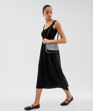 Robe longue avec buste en maille côtelée femme vue1 - GEMO 4G FEMME - GEMO