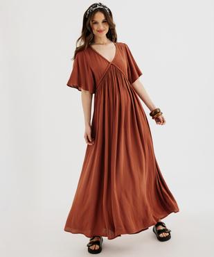 Robe longue à manches courtes amples en viscose femme vue6 - GEMO 4G FEMME - GEMO