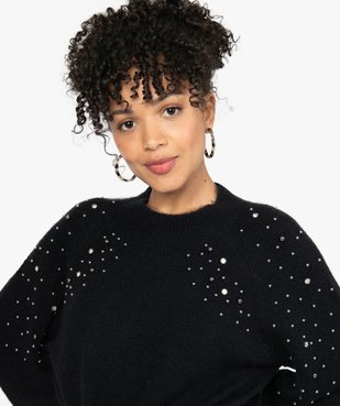 Pull femme à col montant avec perles métalliques et strass vue2 - GEMO(FEMME PAP) - GEMO