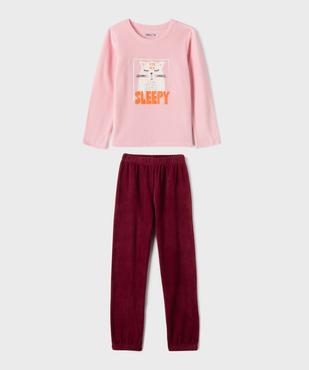 Pyjama en maille polaire avec motif chat fille vue1 - GEMO 4G FILLE - GEMO