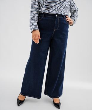 Jean wide leg en coton stretch taille haute ajustable femme grande taille vue1 - GEMO 4G GT - GEMO