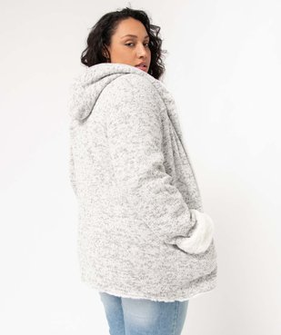 Manteau femme grande taille en maille bouclette et détails duveteux vue3 - GEMO (G TAILLE) - GEMO