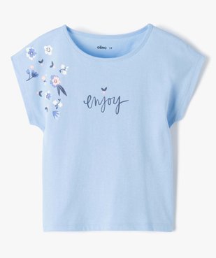 Tee-shirt fille loose à imprimé fleuri et message vue2 - GEMO (ENFANT) - GEMO