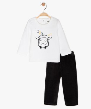 Pyjama bébé en velours motif mouton vue1 - GEMO(BB COUCHE) - GEMO