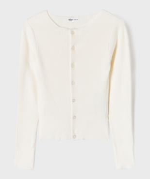 Gilet col rond en maille côtelée fille vue2 - GEMO (JUNIOR) - GEMO