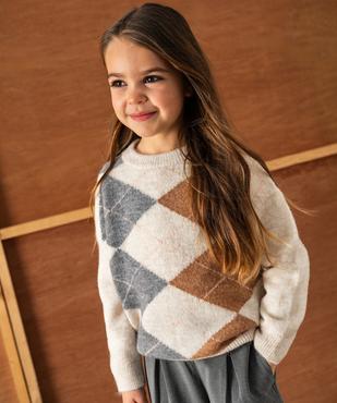 Pull à motifs losanges fille vue1 - GEMO (ENFANT) - GEMO