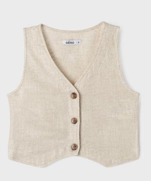 Gilet sans manches en viscose et lin pailleté fille vue2 - GEMO (ENFANT) - GEMO