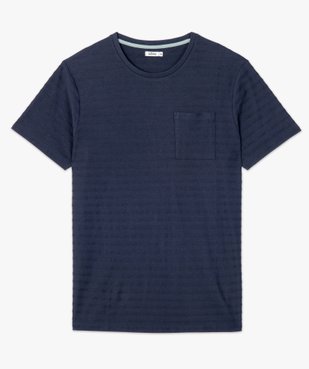 Tee-shirt homme en maille texturée aspect rayée vue4 - GEMO (HOMME) - GEMO