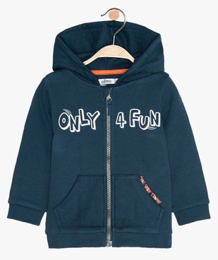 Sweat bébé garçon zippé bimatière vue1 - GEMO(BEBE DEBT) - GEMO