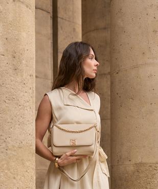 Sac à main grainé à anse en chaîne dorée femme vue1 - BESTINI - GEMO