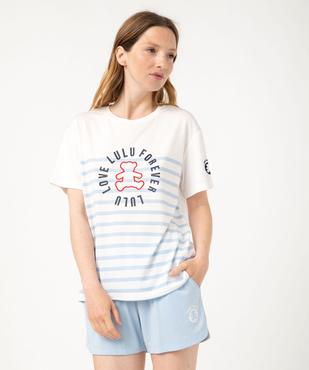 Pyjashort avec haut rayé femme - LuluCastagnette vue1 - LULUCASTAGNETTE - GEMO