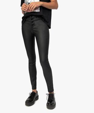 Pantalon femme coupe skinny taille haute en toile enduite vue1 - GEMO(FEMME PAP) - GEMO