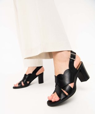 Sandales femme à talon dessus larges brides croisées vue1 - GEMO(URBAIN) - GEMO
