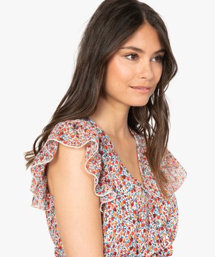 Tee-shirt femme cintré à décolleté cache-cœur vue2 - GEMO(FEMME PAP) - GEMO