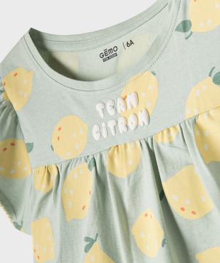 Pyjashort en jersey de coton imprimé à haut blouse fille vue2 - GEMO 4G FILLE - GEMO