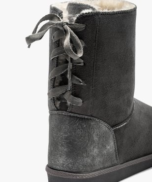 Boots fourrées femme en suédine détails brillants vue6 - GEMO (CASUAL) - GEMO