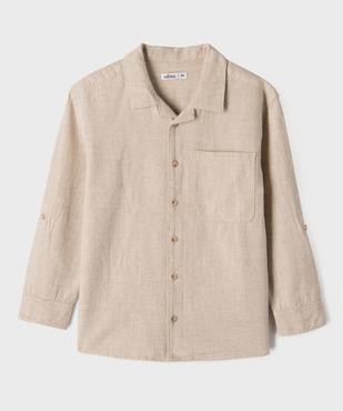 Chemise manches longues en coton/lin mélangés garçon vue1 - GEMO (ENFANT) - GEMO