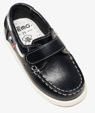 Chaussures bateau garçon dessus cuir à fermeture scratch vue5 - GEMO (ENFANT) - GEMO