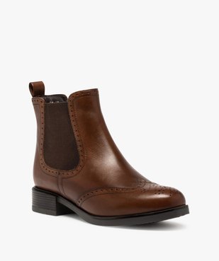 Boots femme style chelsea unis à bout fleuri vue2 - GEMO (CASUAL) - GEMO
