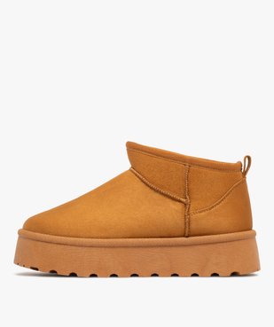 Boots femme fourrées en suédine avec semelle plateforme vue4 - 5 MILES - GEMO