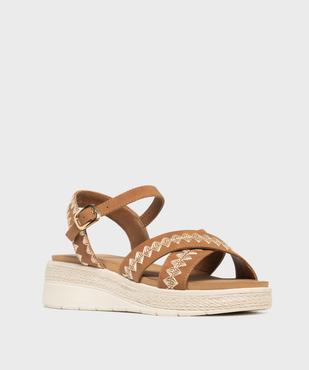 Sandales à talon compensé et brides brodées femme - Valentina Baladno vue2 - VALENTINA BALDA - GEMO