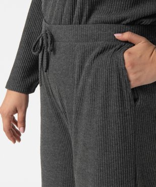Pantalon d’intérieur femme grande taille en maille côtelée vue2 - GEMO(HOMWR FEM) - GEMO