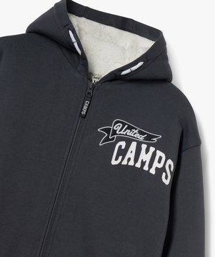 Sweat à capuche zippé doublé polaire imprimé devant et dos garçon - Camps United vue2 - CAMPS - GEMO