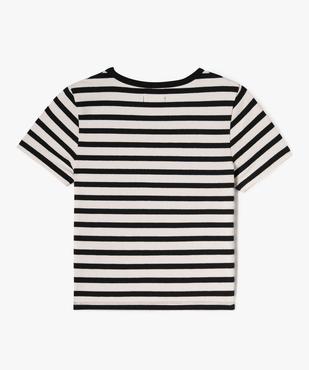 Tee-shirt manches courtes coupe courte à rayures fille vue7 - GEMO 4G FILLE - GEMO