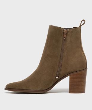 Boots à talon dessus cuir suédé femme - Tanéo vue3 - TANEO - GEMO