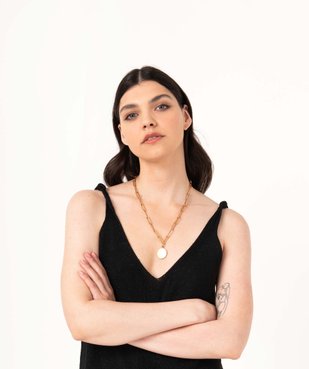 Robe courte en maille pailletée à bretelles femme vue2 - GEMO(FEMME PAP) - GEMO
