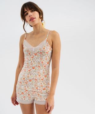 Short de pyjama en maille fluide avec bas en dentelle femme vue4 - GEMO 4G FEMME - GEMO