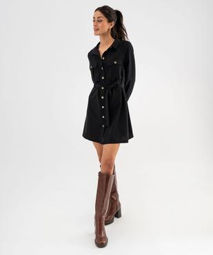 Robe chemise manches longues esprit saharienne femme vue1 - GEMO(FEMME PAP) - GEMO