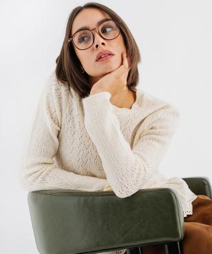 Pull col rond ajouré femme vue2 - GEMO(FEMME PAP) - GEMO